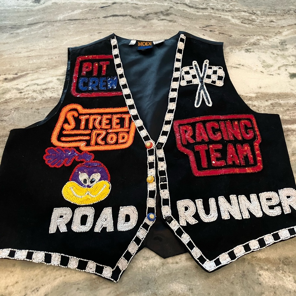 MODI racing themed Black Vest with Embroidery size XL